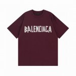 酒红色 Balenciaga 巴黎世家2025 Ss 经典胶带拉浆印花短袖T恤 本市场No.1的质量 真正天花板品质 全部原版开发注意细节图 避免被盗图商家混发