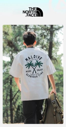 260G重磅纯棉 The North Face 北面 Tnf 椰树图案 热带岛屿 短袖T恤 男女同款 半袖 情侣款 面料工艺： 1.260G重磅纯棉，100%棉