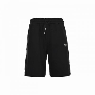 prada 普拉达 23Ss 提花织带短裤 夏季新款短裤 经典铁三角标 织带拼接休闲五分裤、高品质牛肚面料、特别手感、超级质感 舒适柔软透气 休闲宽松版型 潮流