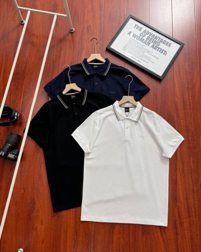 专柜在售 原单品质 Hugoboss 雨果博斯男士经典压花商务休闲短袖Polo衫 Polo衫领子条纹撞色设计，胸前经典压花标志 细节精致 裁剪将简约及优雅的基调