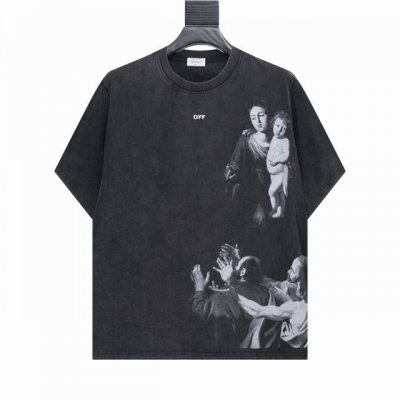 高版本Off-White 宗教圣母油画印花水洗做旧短袖 重回油画主题 对经典的致敬 采用定制 克重磅环保面料 两次水洗预缩定型 经典Os版型 ,大落肩 微廓形