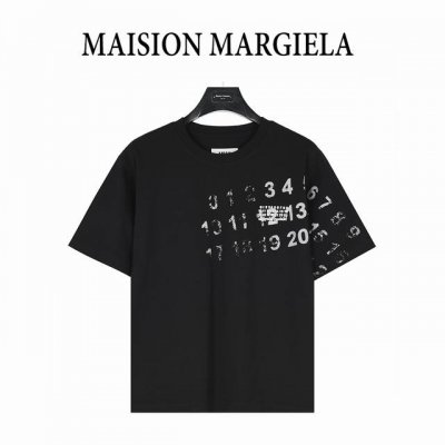 maisonmargiela 马吉拉 数字绘画斑驳涂鸦圆领短袖T恤 重磅精梳260G纯棉双纱面料 3D数码直喷工艺 螺纹定织定染通肩拉条工艺增加衣物清洗寿命 触
