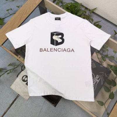 款号 Zsf7015 高版本 2025新款Balenciaga巴黎世家大B休闲鞋字母图案Logo印花休闲情侣宽松短袖T恤 独一无二的活性环保面料染色 32支双纱