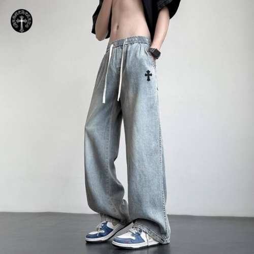 克罗心Chrome Hearts 夏季薄款莱赛尔纤维天丝水洗牛仔潮裤 男女同款 采用国际进口优质莱赛尔牛仔面料 百洗不裂 不变形 耐磨性高 色牢度牢等特点 穿着