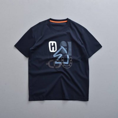 爱马仕同款自主品牌拼皮绣长绒棉丝光双面短袖T恤 码数：M-3Xl 型号：252010