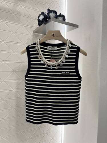 miumi*新品 贝壳条纹针织背心