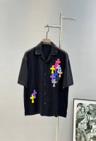 chrome Hearts*克罗心25S新品牛仔翻领短袖.男女同款！胸前及后背克罗心标识皮绣花设计.纽扣原版五金.色彩搭配潮人必备款推荐.定制水洗面料，舒适柔软