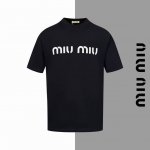 款号#Z69 miumiu经典字母圆领短袖 miumiu官网一致款式 面料 32支双纱280克纯棉面料 同缸同色织染螺纹 颜色一致 工艺 进口机器白墨直喷印花工