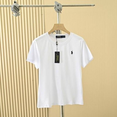 上新 女款四色经典25年夏季新款Ralph Lauren 拉夫劳伦，四色纯棉圆领T恤短袖棉面料！面料采用190G杜邦索罗娜丝光棉 颜色：白色 黑色 玫红 天蓝