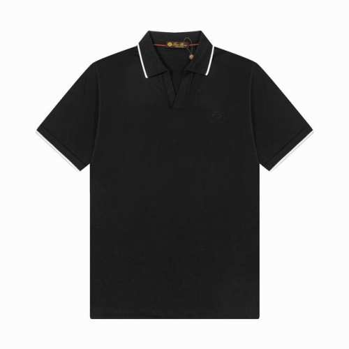 高版本 L p 新款polo.100支天丝丝光 罗马丝光棉领和袖口小绣花polo衫 官网同款 1:1 颜色：宝蓝 黑色 尺寸：M-3Xl