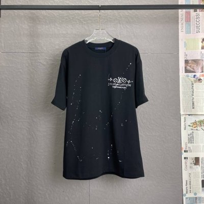 A66 louis Vuitton路易威登Lv 采用300足克面料 手绘涂鸦 宽松版型 男女同款短袖 独家专供新款原单休闲短袖 高端定制 高版本 时尚百搭爆款