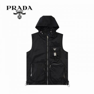 纯原 款号： 上新 prada丨普拉达 24Ss 再生尼龙纯色大口袋拉链连帽无袖马甲 原版订制高密度尼龙面料 上身质感满满 全套定制五金 细节完美到极致 情侣款