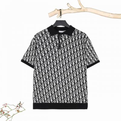 P140。 迪奥 Cdss新款黑色棉质面料Oblique针织提花翻领Polo 这款针织 Polo 衫彰显 Dior 标志性的 Oblique 印花。采用黑色棉质