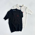 9032 白底图 polo Ralph Lauren 拉夫劳伦 夏款针织麻花毛衣 粗绞花麻花纯色小马刺绣男女款翻领短袖袖无纽针织衫毛衣 -领标二维码可扫 -定织