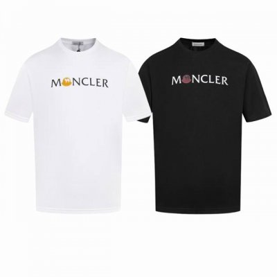 上新款号 M1084 2025早春Moncler 蒙口 官网同款印花图案 双纱纯棉短袖 - 260G双纱纯棉顶级面料 手感柔软 百分百纯棉独家出货 定染硫化黑无
