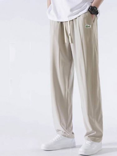 lacoste 法国鳄鱼垂顺桑蚕丝夏季薄款男士运动宽松直筒冰丝阔腿休闲裤 国内资深大厂出，常年主打高端商务休闲系列 此款线下在售1099，就裤子来说，年产近百W