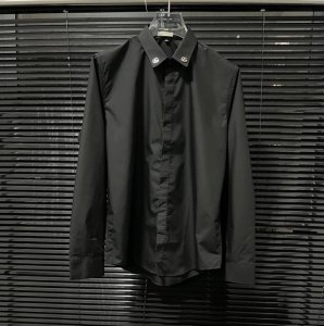 Gucc古琦 字母Logo五金领口拼接 高品质长袖衬衫 男女同款 码数：M-3Xl.