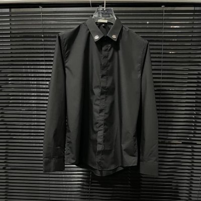 Gucc古琦 字母Logo五金领口拼接 高品质长袖衬衫 男女同款 码数：M-3Xl.
