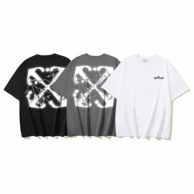 1117# Off-White纯棉260G重磅发光花卉箭头Off印花短袖T恤 黑色 白色 S M L Xl