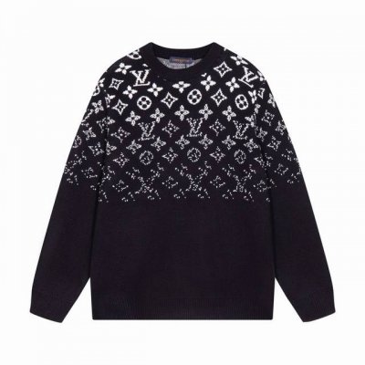 lv路易经典Logo渐变提花羊毛针织毛衣 颜色 黑色 灰色 码数 S M L Xl Xxl