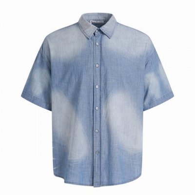 独家品质出货 经销 Studios 25Ss 1996系列牛仔短袖衬衫 定制亚麻牛仔面料 区别于传统纯棉牛仔布 Acne 将亚麻纤维混入丹宁底布 通过定制纺纱工