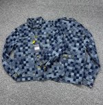 款号：H799 裤子款号：H798 Louis Vuitton & 路易威登 25Fw 时装周限定提花格子牛仔套装 提花格子纹路 珠光纽扣和口袋铆钉，廓形流露丹