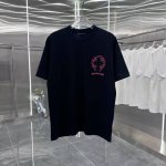 Ch克罗 2025春夏新款 烧花拼皮十字架刺绣 圆领T恤 实物很棒男女同款宽松版 尺码S M L Xl Xxl 五个码 黑色 白色