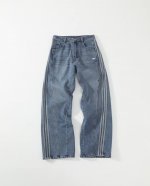 adidas Originals Aw24 经典运动系列 条纹舒适亲肤阔腿牛仔裤 男女同款 宋雨琦 ｜ 王安宇 ｜Jennie 上身同款 小红书、微博、得物 众