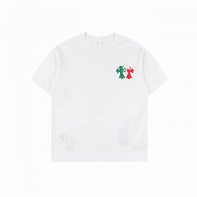 chrome Hearts 克罗心 彩色皮标十字架短袖T恤 采用直喷进口机器印花 五金辅料均开磨定制 正确配置 黑色2025克罗心正品包装 克定制定染双纱棉 版