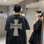 新款短袖 6657 备注颜色 chrome Hearts 克罗心25Ss夏季新款高街风十字架印花情侣短袖重工水洗炒花做旧短袖T恤 面料 定织定染280克精棉双纱