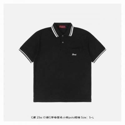 gucci 古驰 25Ss 口袋G字母签名小标polo短袖 面料采用 G原版定制全棉 胸前进口机签名版刺绣 签名字体绣花 贴口袋工艺 上身立挺 落肩Os宽大版型
