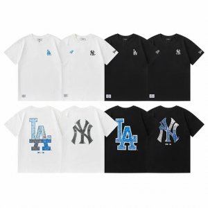 款号 615 New Era Mlb Logo印花圆领运动短袖T恤 男女同款 面料 双纱纯棉 260克 颜色 黑色 白色 共四个花色可供选择 码数 S M L