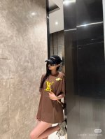 louis Vuitto* 均码 棕榈色真的太美啦行走的星光灯球 新款宽松字母短袖Tee 客供棉料 定染色 特别好看显档次 3526Sml