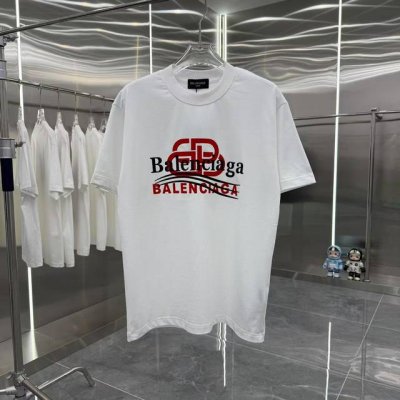 Bal 巴黎世家 2025春夏新款260克短袖T恤 植绒加厚板 男女同款宽松版 S M L Xl Xxl 五个码 颜色 黑色 白色
