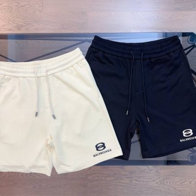 巴黎世家 Balenciaga 2025夏季新款经典字母刺绣短裤休闲五分裤 口袋采用精密刺绣，采用大毛圈设计，松紧腰围，抽绳自带Logo设计，包边包条，定制抽绳