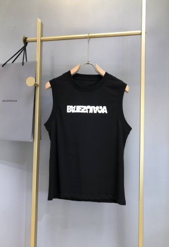 b*Alenciaga 反转字母Logo标识坦克背心 原版面料定制炭黑色 后幅下摆Logo标贴 宽松版型 可随意搭配 尺码 M-3Xl
