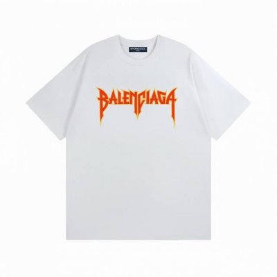 巴黎世家Balenciaga黄色火焰机甲印花短袖百搭T恤短袖情侣款 面料：重磅双纱300G纯棉新疆长绒棉越洗越有质感穿上去不松垮不起球不掉色。 克重：绝对用料实