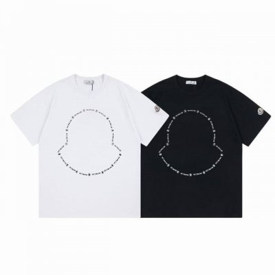 款号：M1028 Moncler 蒙口 官网同款印花图案 双纱纯棉短袖 经典镂空Logo - 260G双纱纯棉顶级面料 手感柔软 百分百纯棉独家出货 定染硫化黑