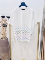 Size 46 48 50 52 黑白两色 男女同款 1975241356400022 1V路易家本款棉质立体渐变色彩钻纯棉半袖T恤 洗涤方式：建议干洗或包裹洗