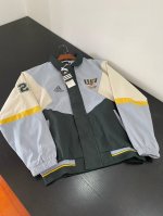 160 adidas阿迪达斯 重工古着翻领撞色复古拼色立领工装夹克双层重工刺绣印花重磅高品质拉链外套情侣款 color: 如图色 Size: M-Xl m 肩宽