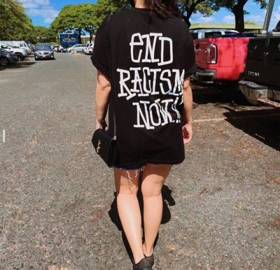 1163款Stussy End Racism 结束种族主义标语短袖T恤 男女同款 码数Mlxlxxl 黑色白色
