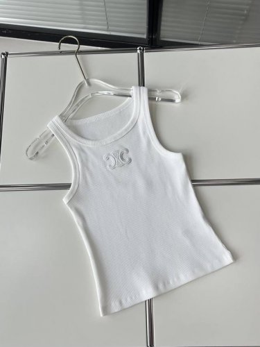 celine* 赛琳凯旋门背心 同原版一致采用32支70D螺纹面料，成分为67%精梳棉29%桑蚕丝和4%氨纶，定制的高支面料明显区别市面普通螺纹，高端精品棉无异