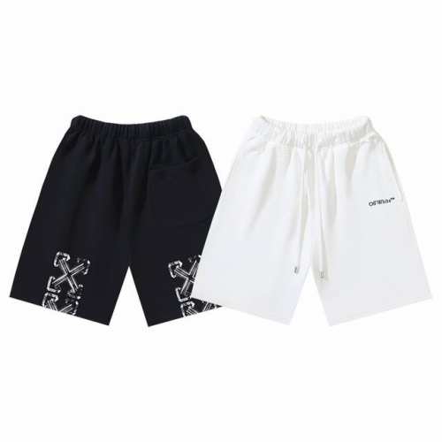 1133# Off-White磨毛纯棉毛圈450G重磅格子箭头Off印花短裤 黑色 白色 S M L Xl