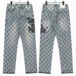 8114 gallery Dept.铁丝网字母印花牛仔洗水做旧拼接牛仔裤 -原版购入打版 真实还原Vintage极致质感 -原版五金辅料水洗等吊卡 二维码解析均