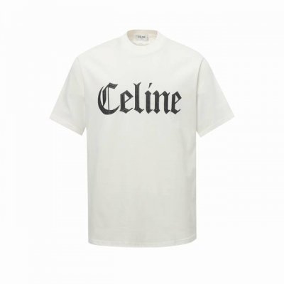 114# Celine短袖Logo图案采用拉浆厚板印，宽松版型高密度针织，面料280G双纱，1*1双纱螺纹，手感柔软舒适，不变形，宽松版型，男女同款 颜色：黑色