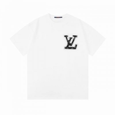 p100 Lv 驴家 2025新款 破坏镂空刺绣字母Logo 定制皮章 男女同款 短袖T恤 ·定制320克100％双纱纯棉面料 ·定染32支双股螺纹 ·领标吊牌