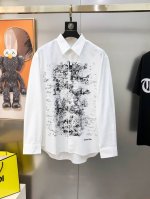 D*Or 迪奥2025早春新款男士原单休闲长袖衬衫 官网同步售卖 时尚潮款 修身版型 高版本 爆款 立体刺绣字母高清数码直喷印花Logo图案设计 原版纽扣 定制