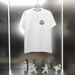 蒙口 Moncler 2025春夏新款男女同款短袖T恤 定制专属300克重双纱纯棉面料 定制原版工艺螺纹车工 马赛克视觉徽章工艺设计 颜色 黑色 白色 尺码 S