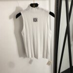 款号20252153 Loew*新款 Logo刺绣半高领针织背心，白色，黑色，灰色，绿色，Sml， S码；胸围70，长54