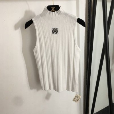 款号20252153 Loew*新款 Logo刺绣半高领针织背心，白色，黑色，灰色，绿色，Sml， S码；胸围70，长54